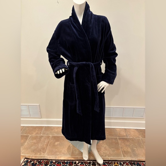 Brooks Brothers Terry Cloth Bathrobe 100% Cotton Dark Blue Medium